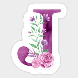 Floral Monogram J Beautiful Rose Bouquet Sticker